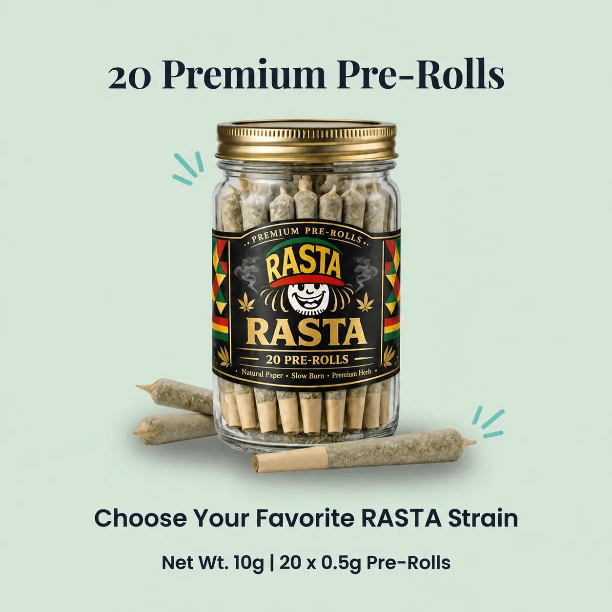 20 Pack of Rasta Rolls